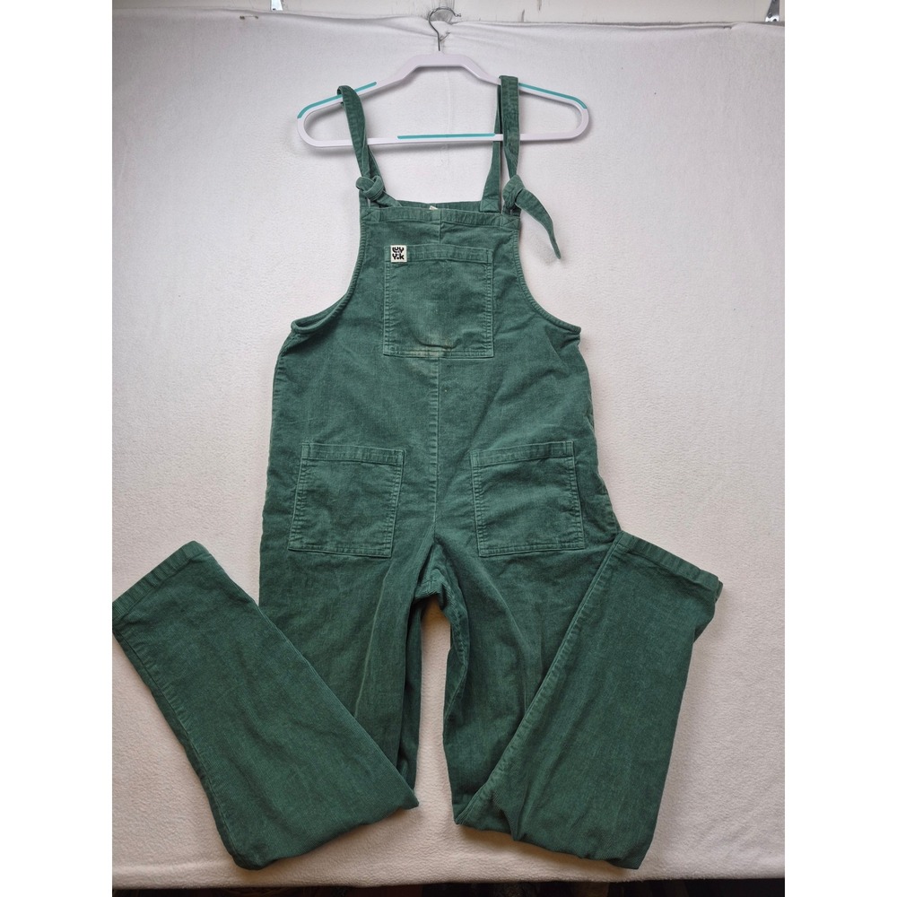 Lucy & Yak Overalls Womens 8 Long Green Corduroy Adjustable Dungarees Organic
